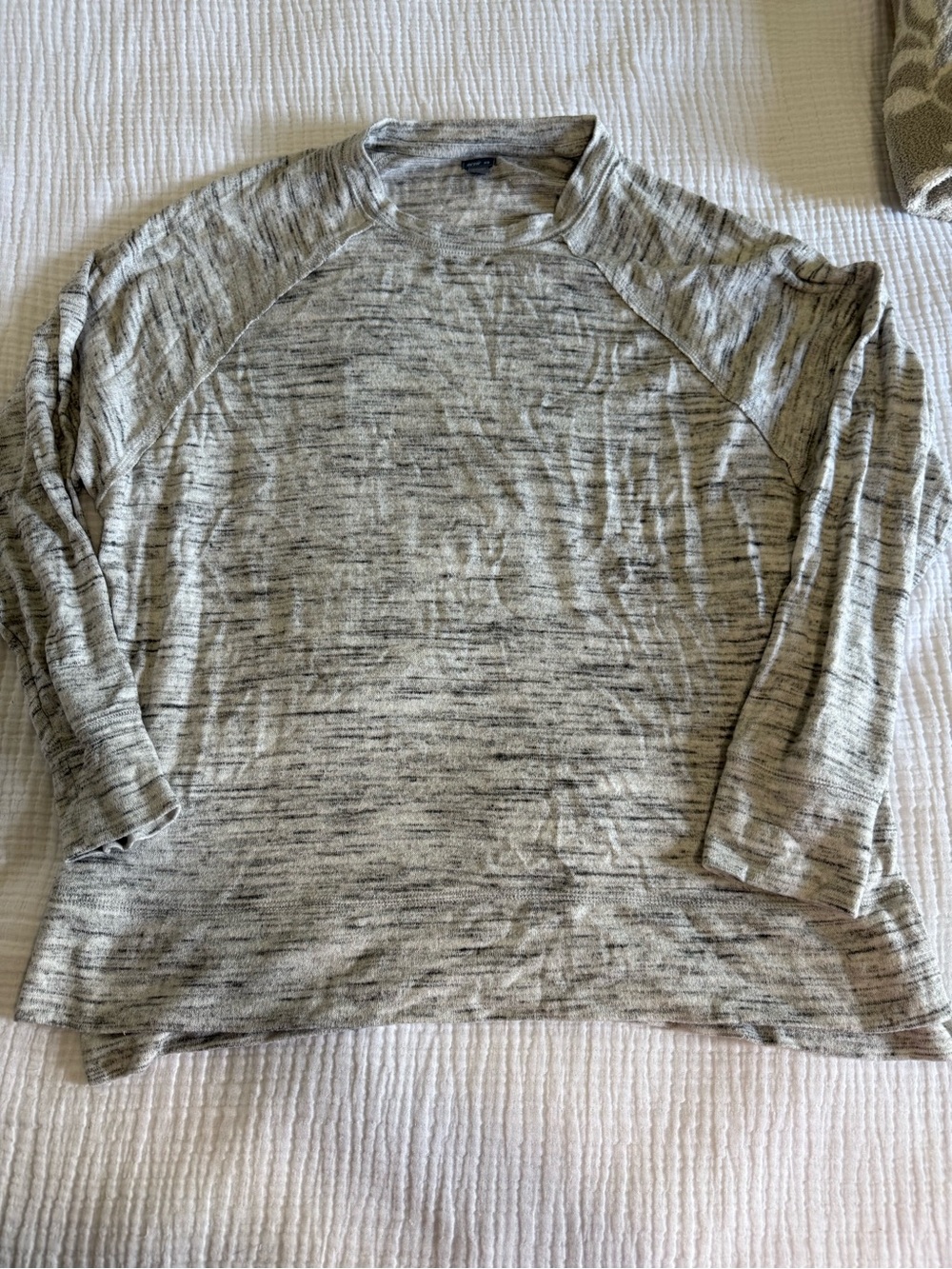 aerie Marled Light Gray Knit Long Sleeve Top